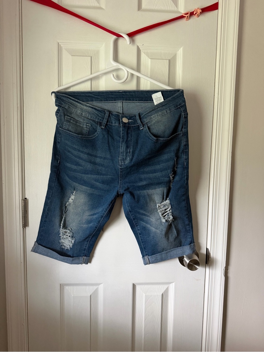 NFINITY Men's Distressed Dark Blue Denim Shorts